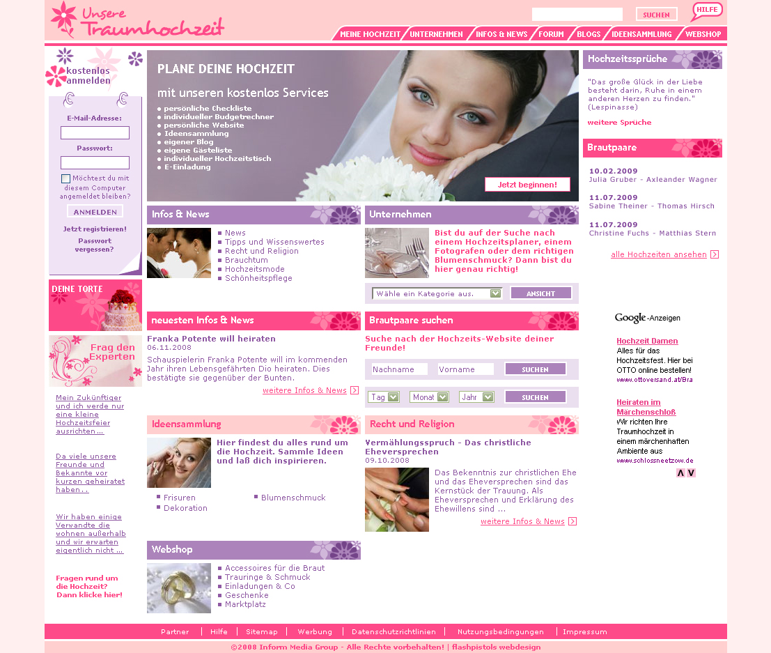 Virtuelle Hochzeitshelfer auf der neuen Plattform www.traumhochzeit.com